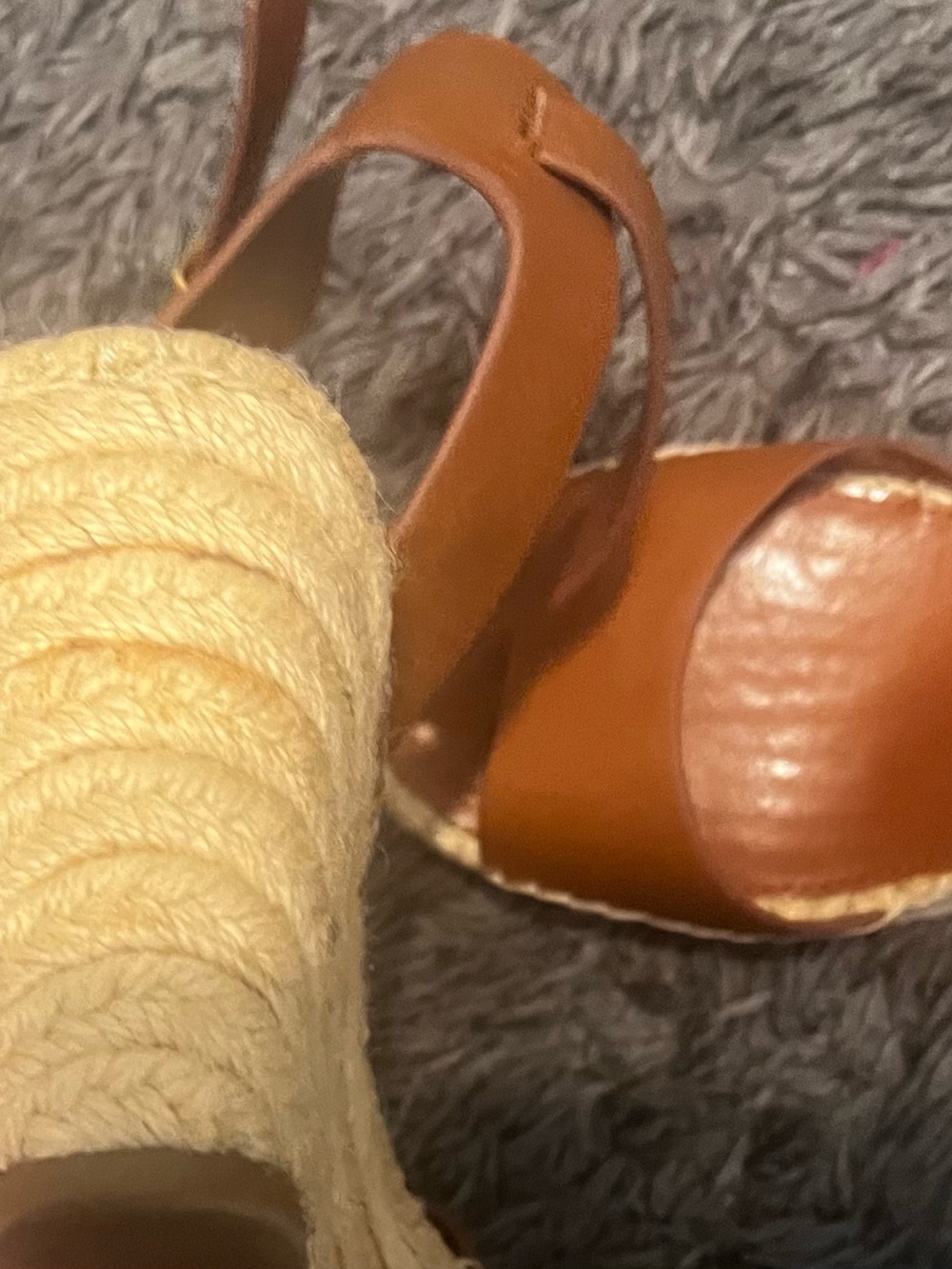 Vince Camuto Cognac Leather Espadrille Wedge Sandals - Picture 5 of 6